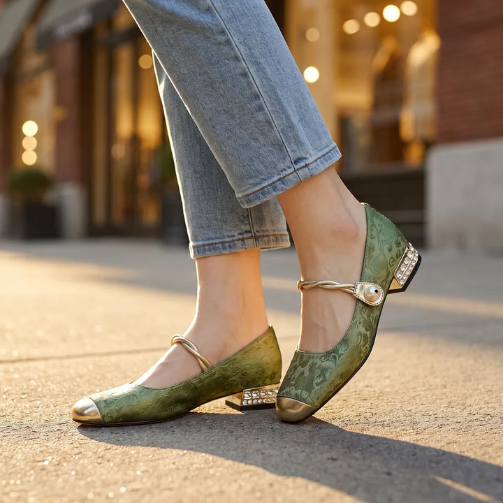 Women's Green Pettigrew Mary Jane Flats