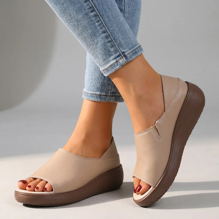 Marina Open-Toe Platform Sandals - Color:Khaki ;Size:35