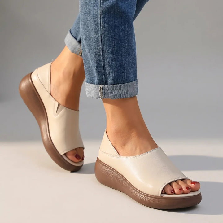 Marina Open-Toe Platform Sandals - Color:Off-White ;Size:35