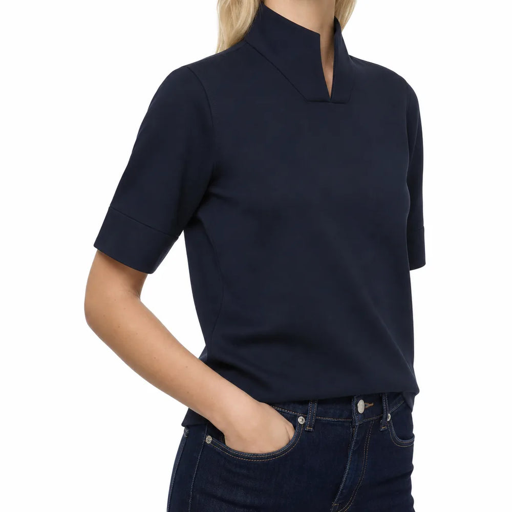 Women's Blue Thomas Stand Collar Shirt