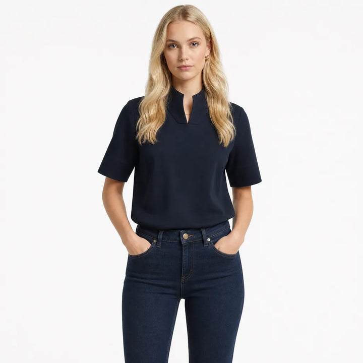 Women's Blue Thomas Stand Collar Shirt