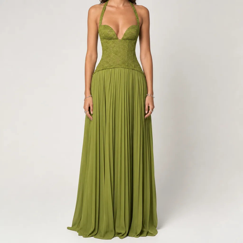 Marisol | Women's Homecoming Lace Maxi Dress - Color:Green;Size:XXS