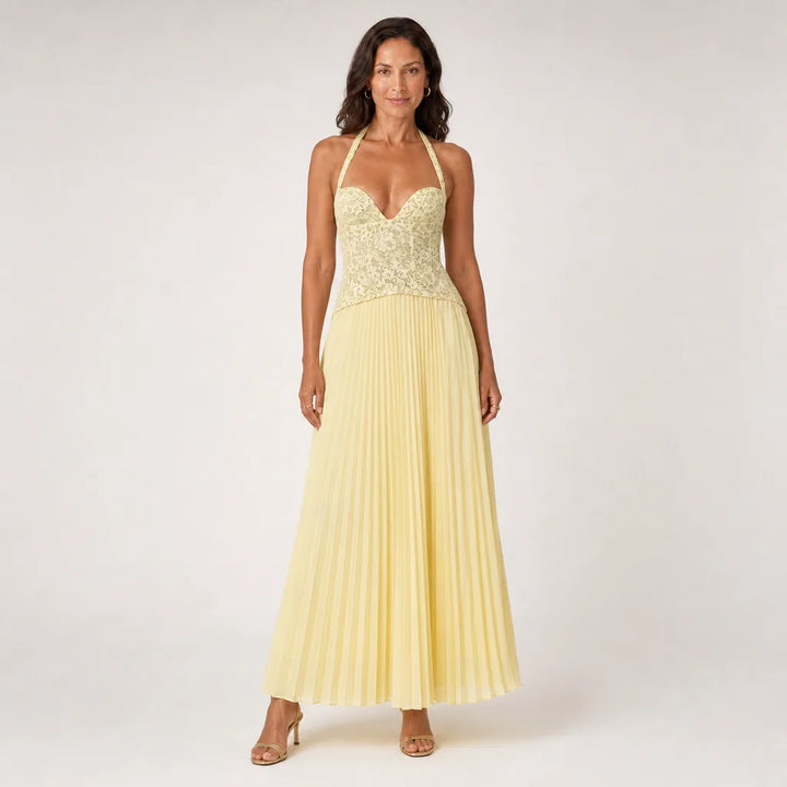 Women's Yellow Felix Halter Maxi Dress