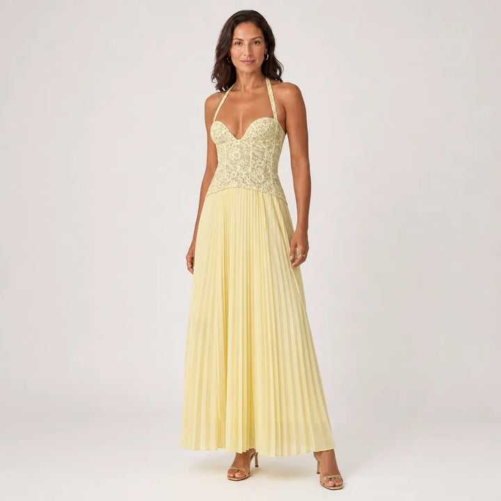 Women's Yellow Felix Halter Maxi Dress