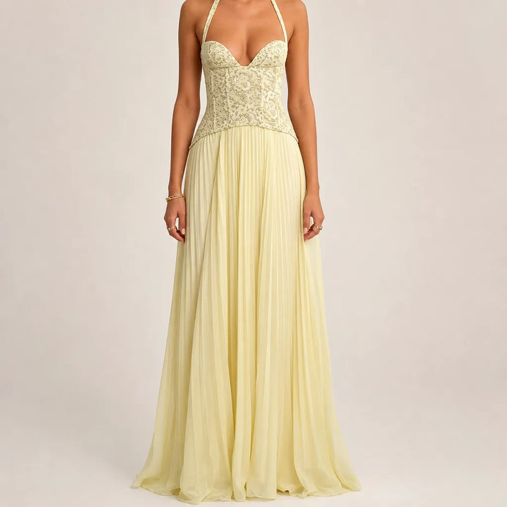 Marisol | Women's Homecoming Lace Maxi Dress - Color:Yellow;Size:XXS