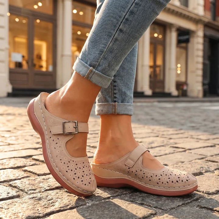 Women's Beige Franklin Closed Toe Wedge Sandals