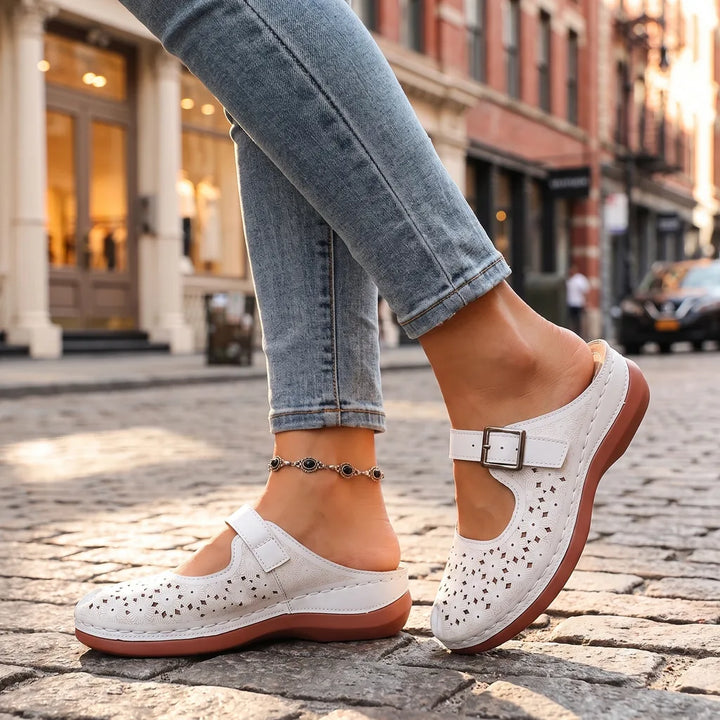 Women's White Franklin Closed Toe Wedge Sandals