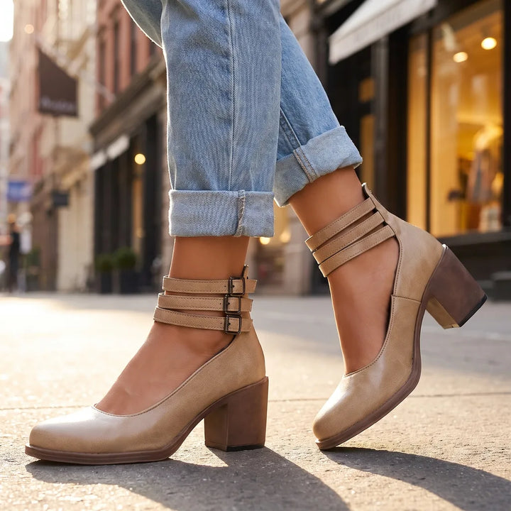 Women's Beige Westbrook Chunky Heel Pumps