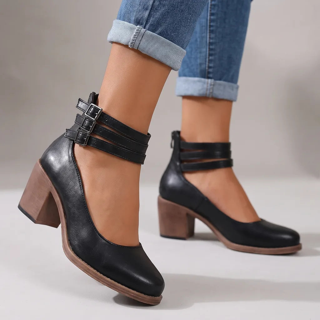 Marlow | Women's Fall Ankle Strap Boots - Color:Black;Size:36