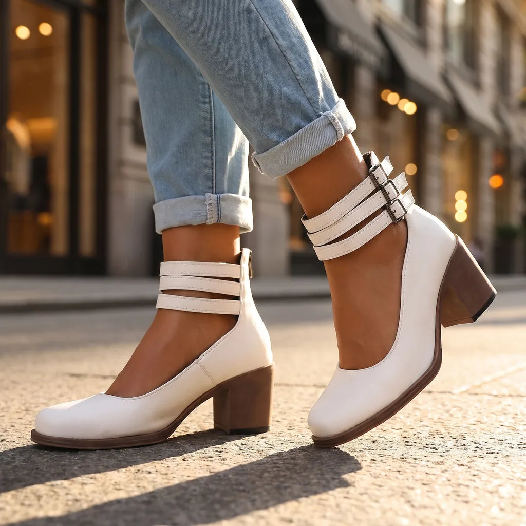 Women's White Westbrook Chunky Heel Pumps