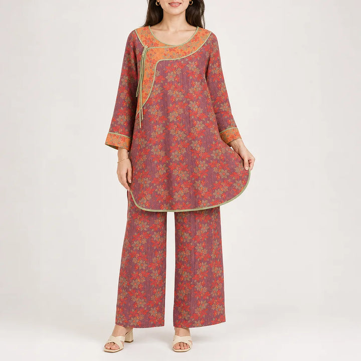 Marlow | Women's Lounge Pajama Set - Color:Orange;Size:S