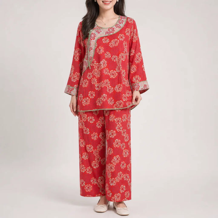 Marlow | Women's Lounge Pajama Set - Color:Red;Size:S