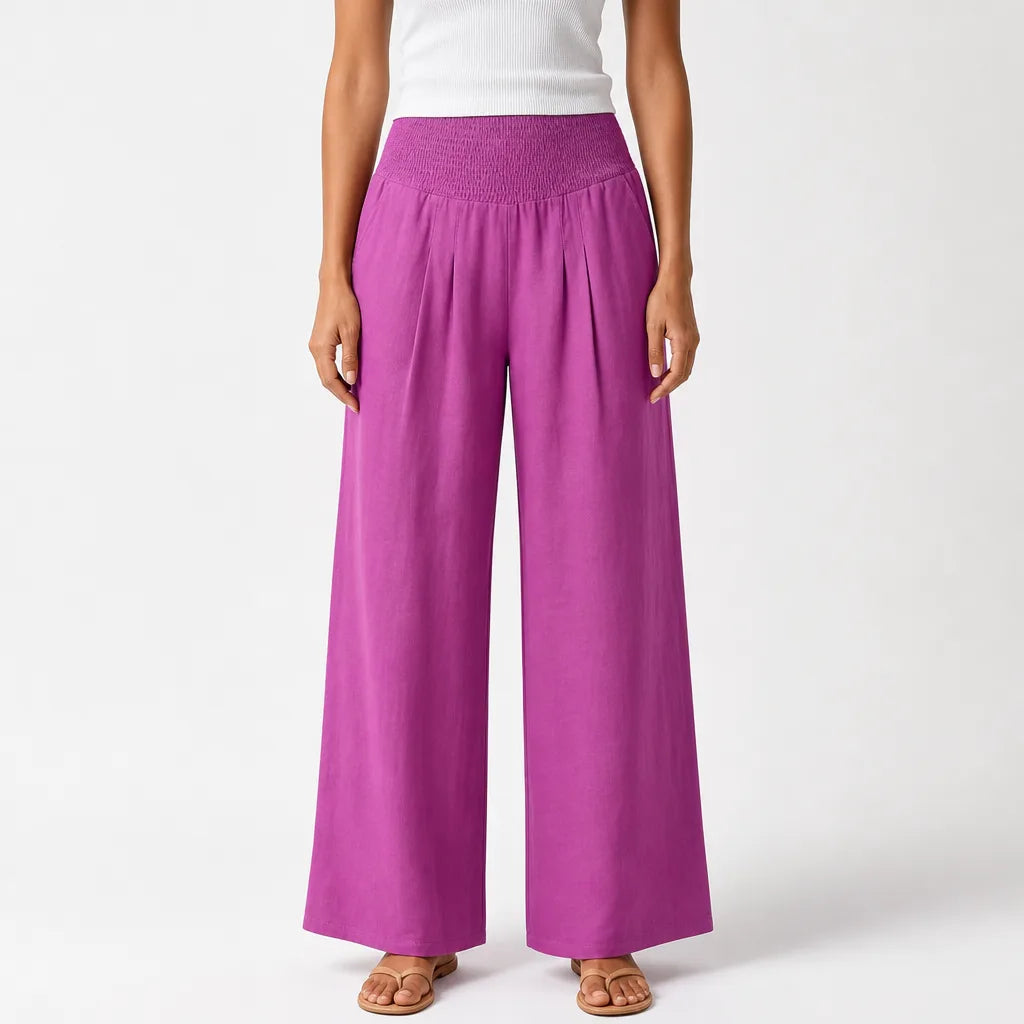 Marlowe High-Waist Palazzo Pants - Color:Purple;Size:XS