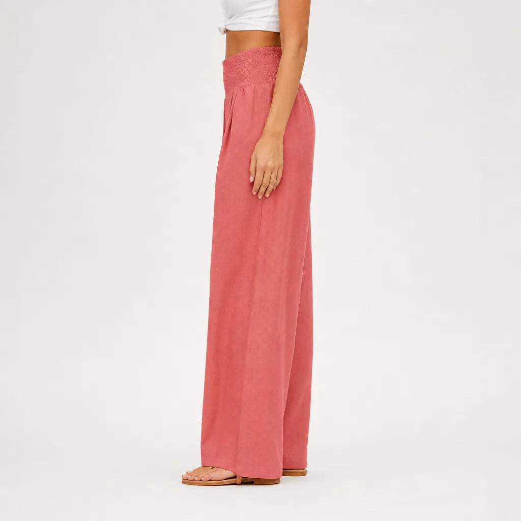 Women's Rose Red Macallan Cotton Wide-Leg Pants