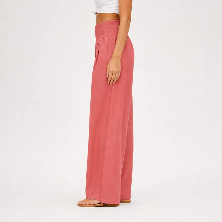 Women's Rose Red Macallan Cotton Wide-Leg Pants