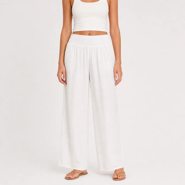Marlowe High-Waist Palazzo Pants - Color:White;Size:XS