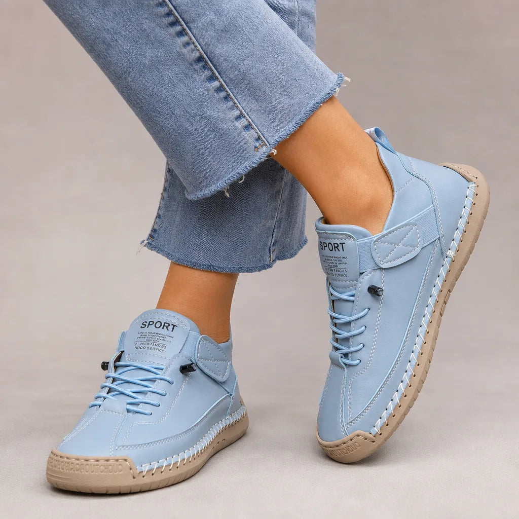 Marlowe Stitched Casual Sneakers - Color:Blue;Size:35