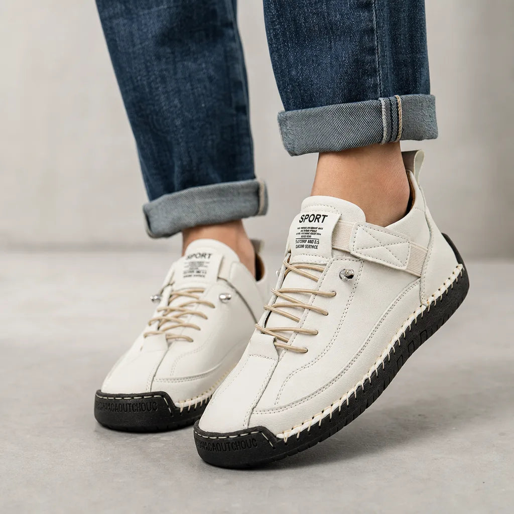 Marlowe Stitched Casual Sneakers - Color:White;Size:35