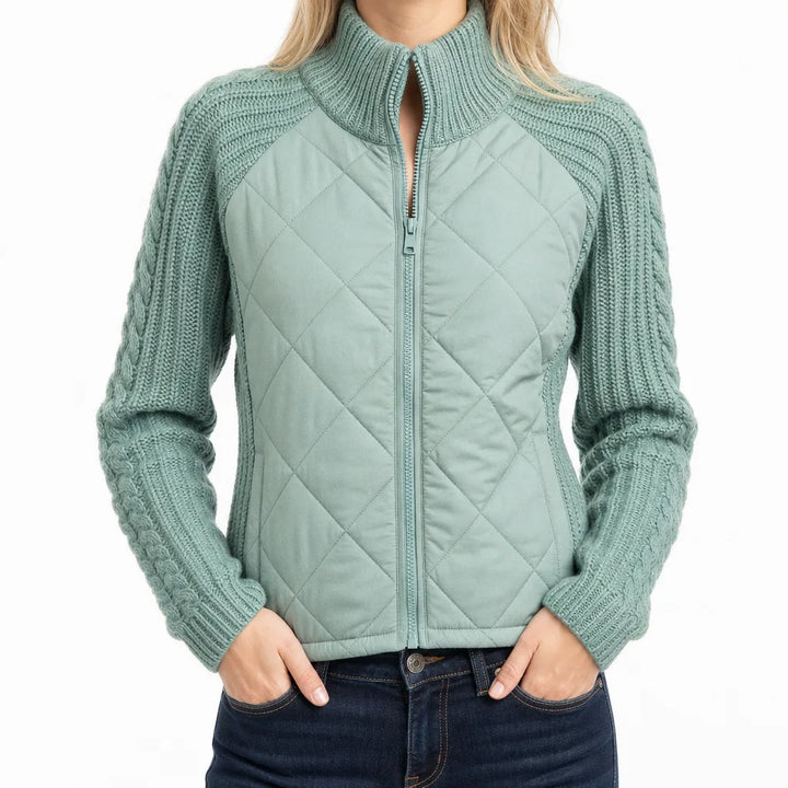 Marlowe | Womens Cropped Fall Puffer Jacket - Color:Green;Size:XS
