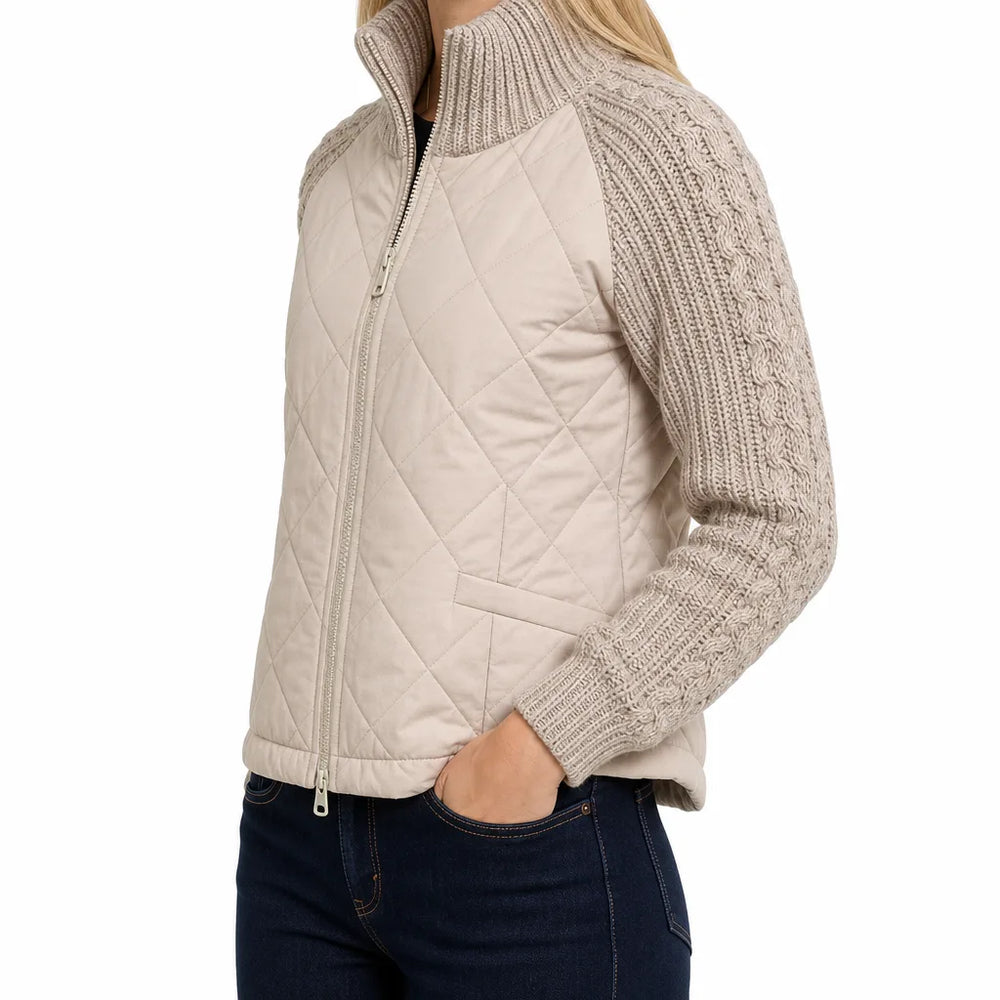 Women's Beige Lawson Zip Padded Jacket