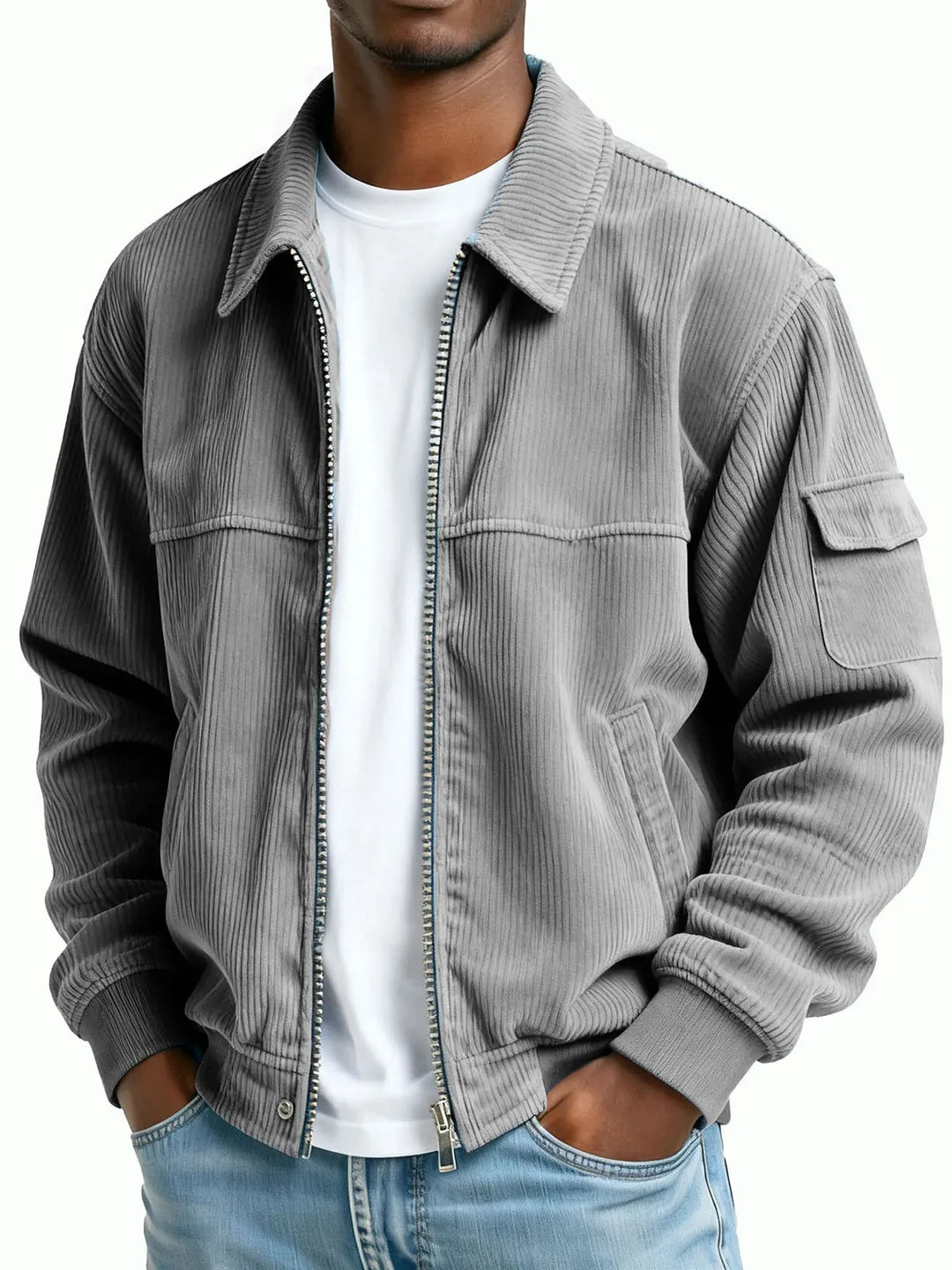 Marshall | Men's Corduroy Textured Jacket - Color:Grey;Size:XS