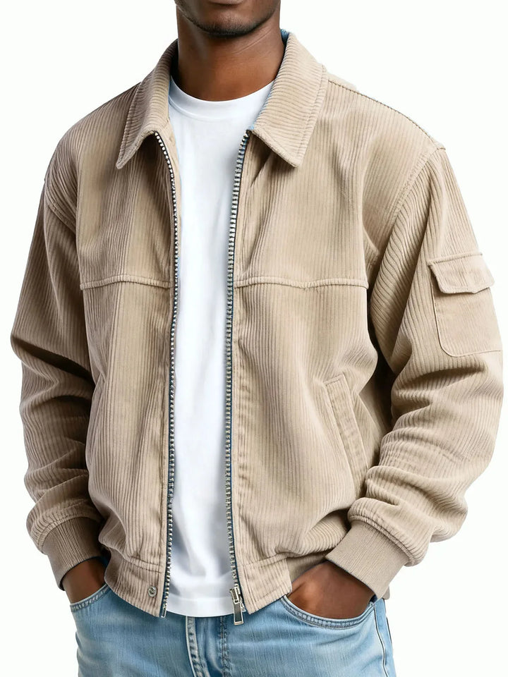 Marshall | Men's Corduroy Textured Jacket - Color:Khaki;Size:XS