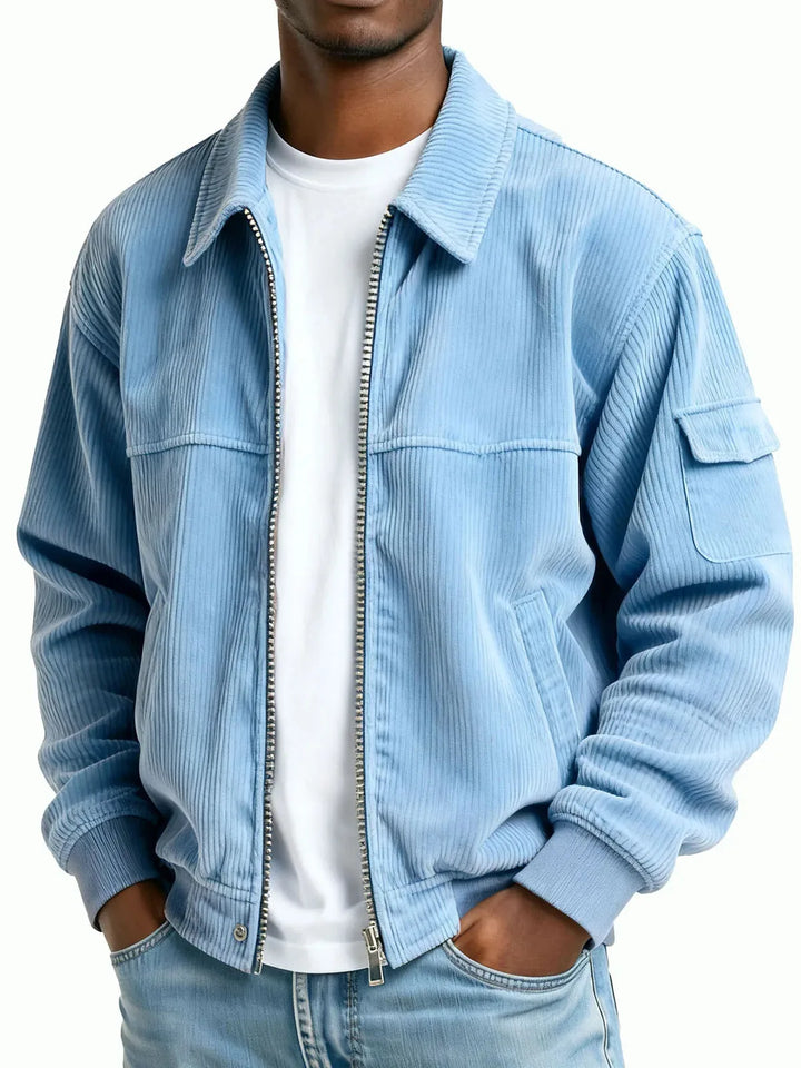 Marshall | Men's Corduroy Textured Jacket - Color:Light Blue;Size:XS