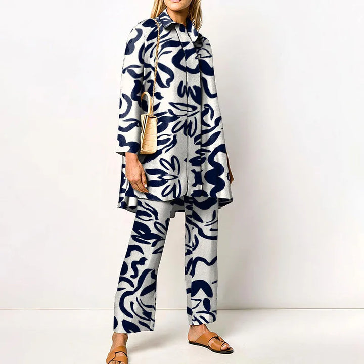 Martha | Women's Vintage Blouse and Pants Set  - Size:XS;Color:White