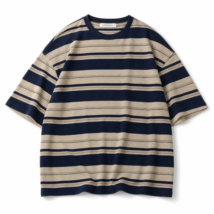 Matt Striped T-Shirt - Color:Khaki;Size:S
