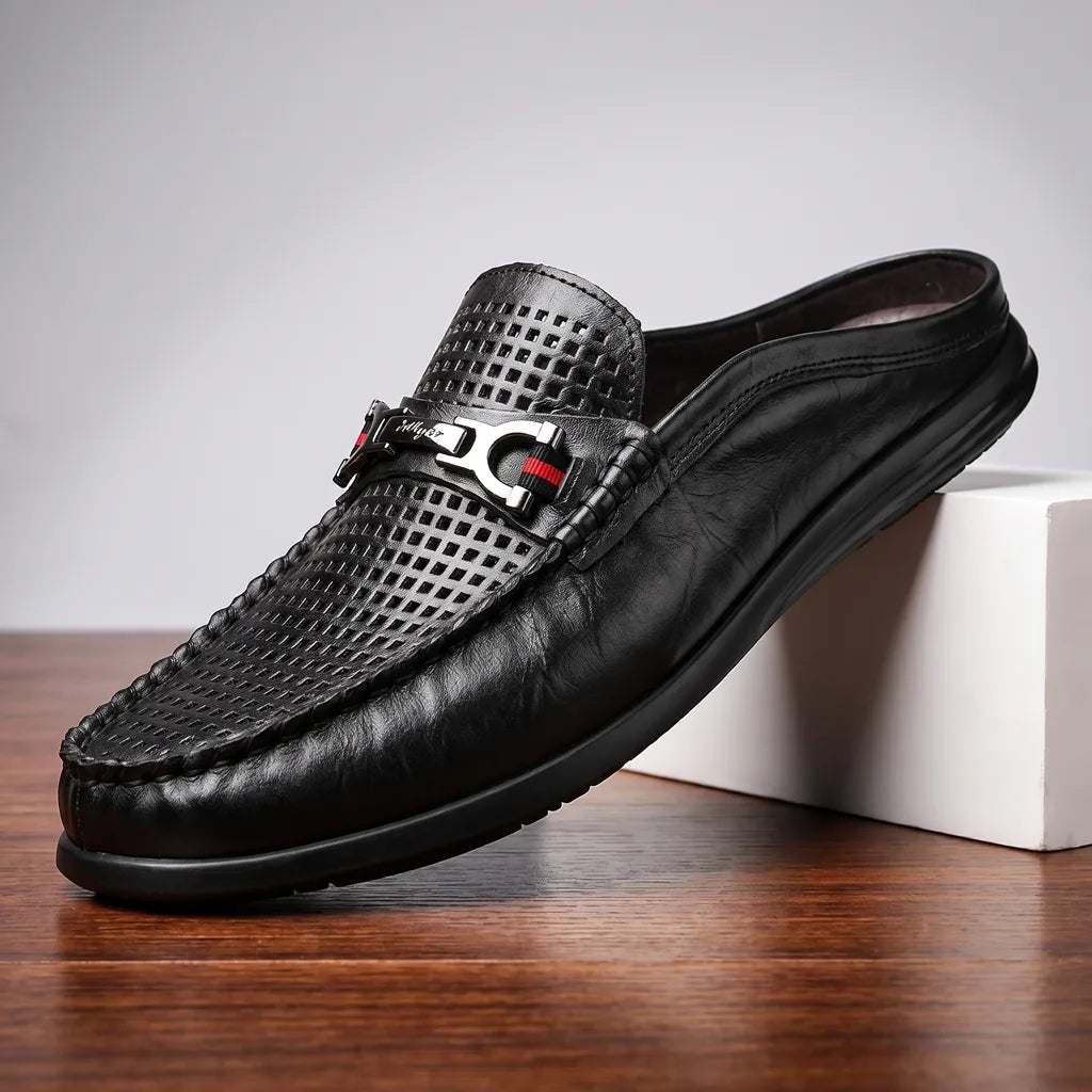 Men's Black Beecher Leather Mule Loafers