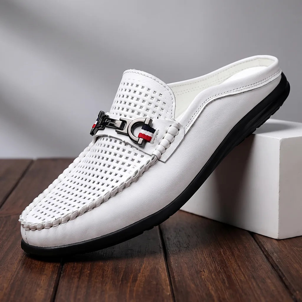 Men's White Beecher Leather Mule Loafers