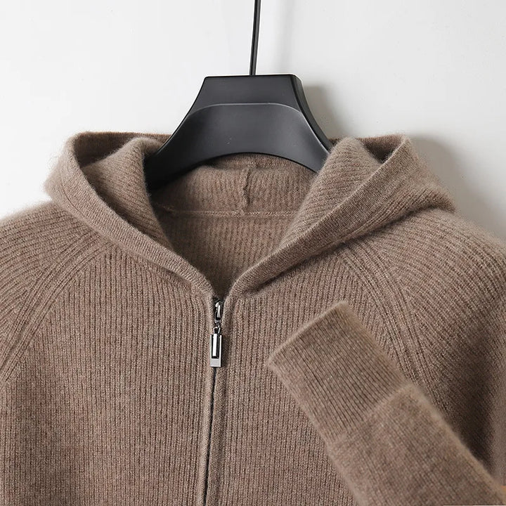 Maxim | Cashmere Hooded Cardigan - Brown