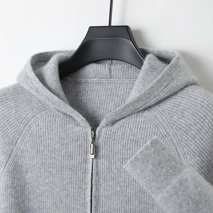 Maxim | Cashmere Hooded Cardigan - Gray