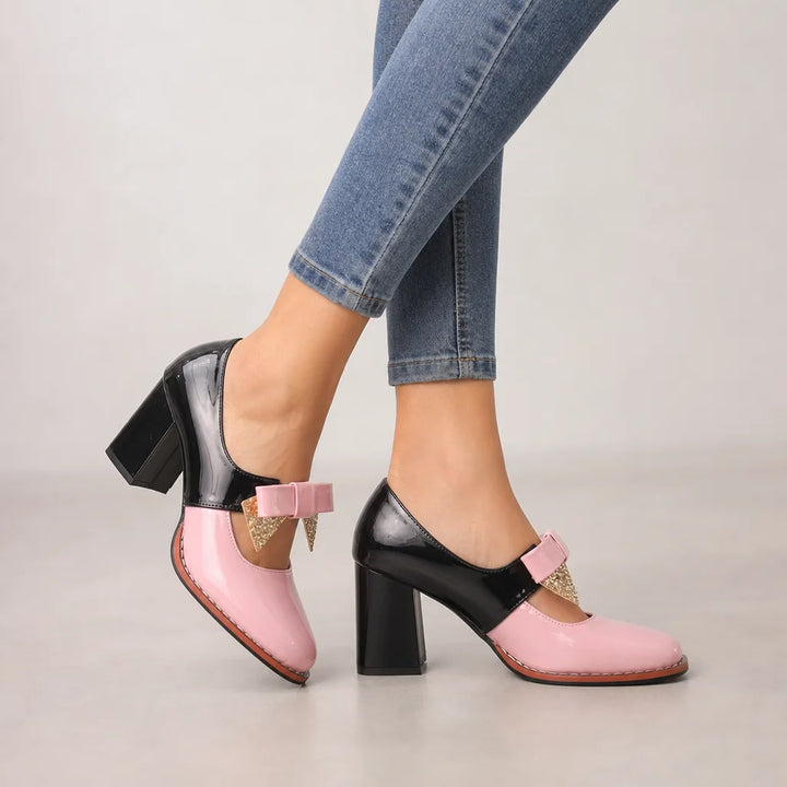 Merry | Women's Christmas Mary Jane Heels - Color:Pink;Size:35