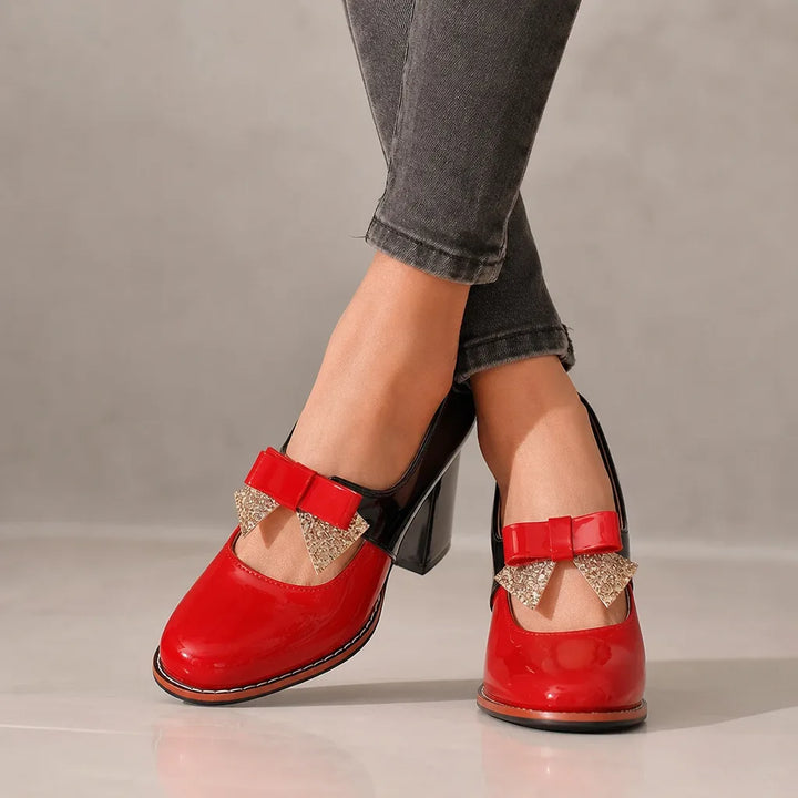Merry | Women's Christmas Mary Jane Heels - Color:Red;Size:35