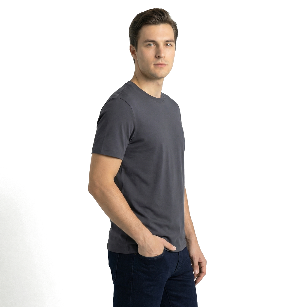 Meteorite Grey Julian Cotton Mercerized Tee 3