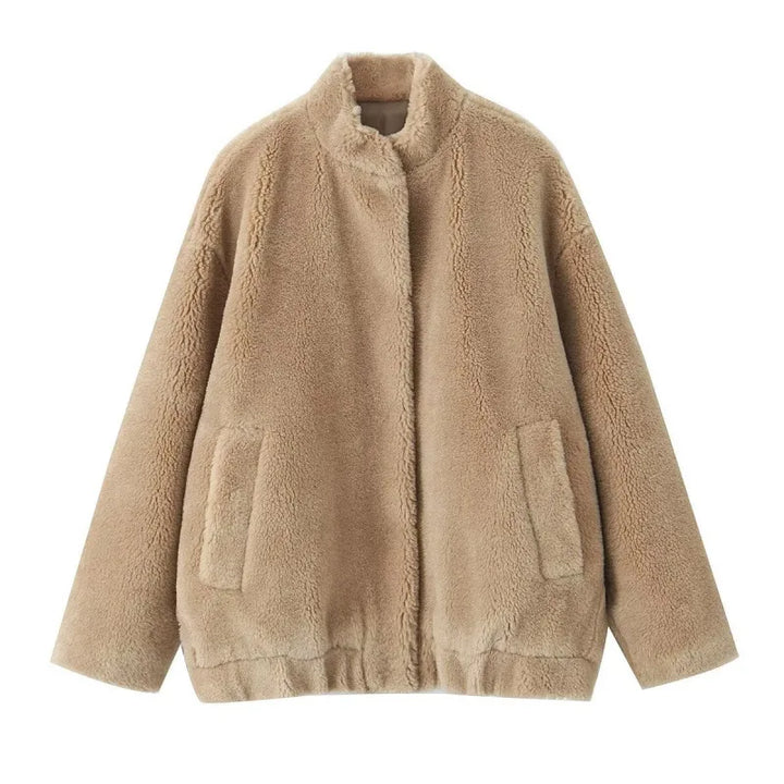 Micah | Women's Teddy Oversized Jacket  - Color:Beige;Size:XXS