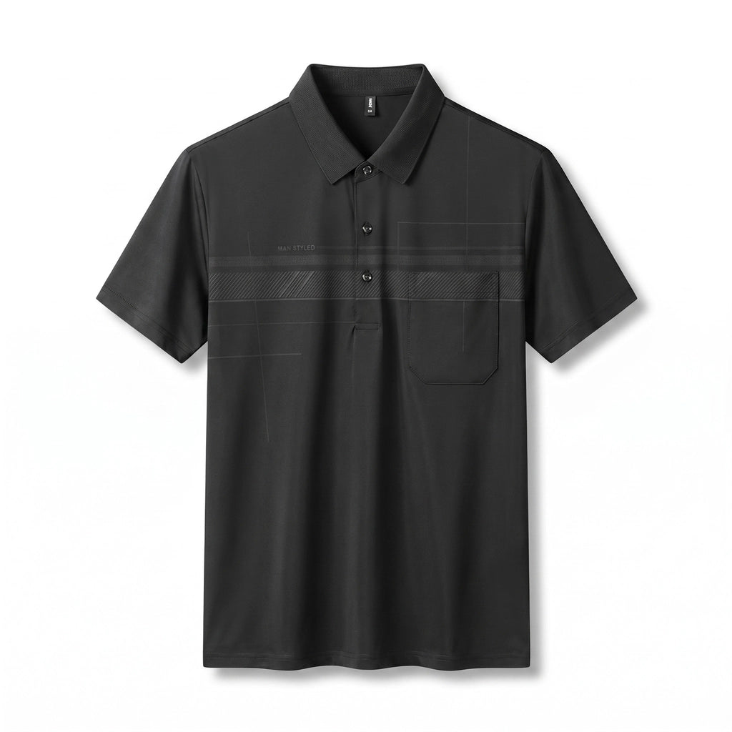 Michael Striped Polo Shirt - Color:Black;Size:S