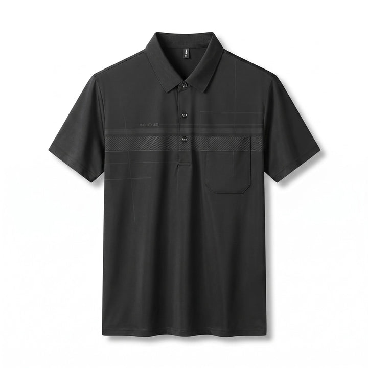 Michael Striped Polo Shirt - Color:Black;Size:S