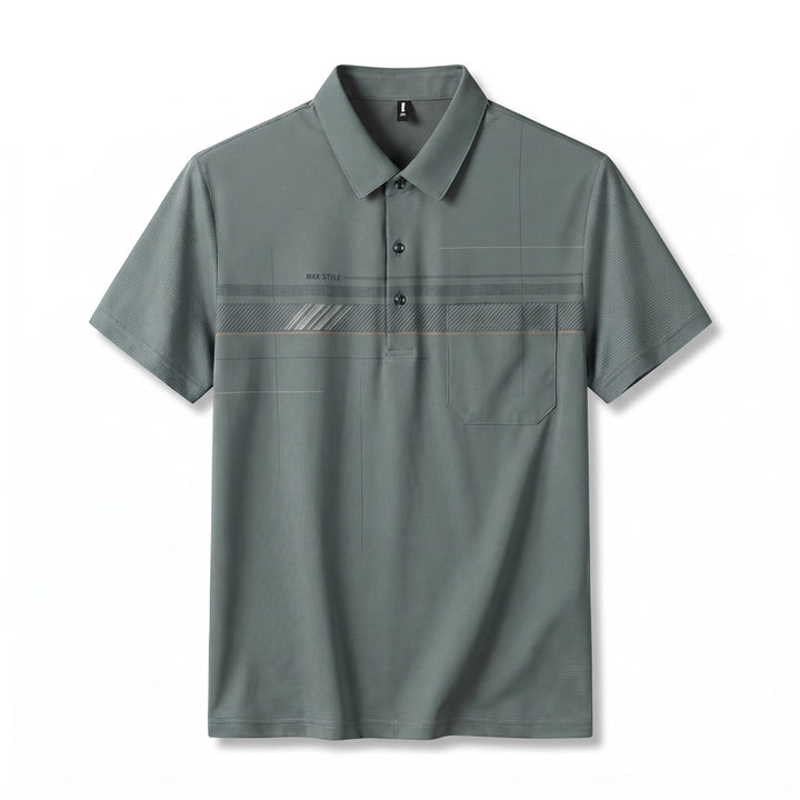 Michael Striped Polo Shirt - Color:Green;Size:S