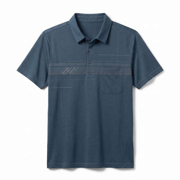 Michael Striped Polo Shirt - Color:Teal;Size:S