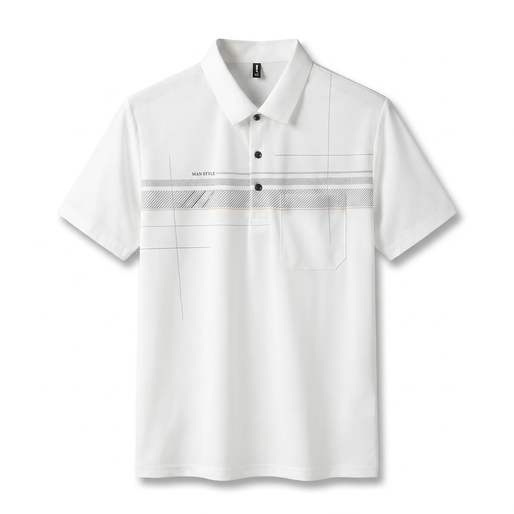 Michael Striped Polo Shirt - Color:White;Size:S