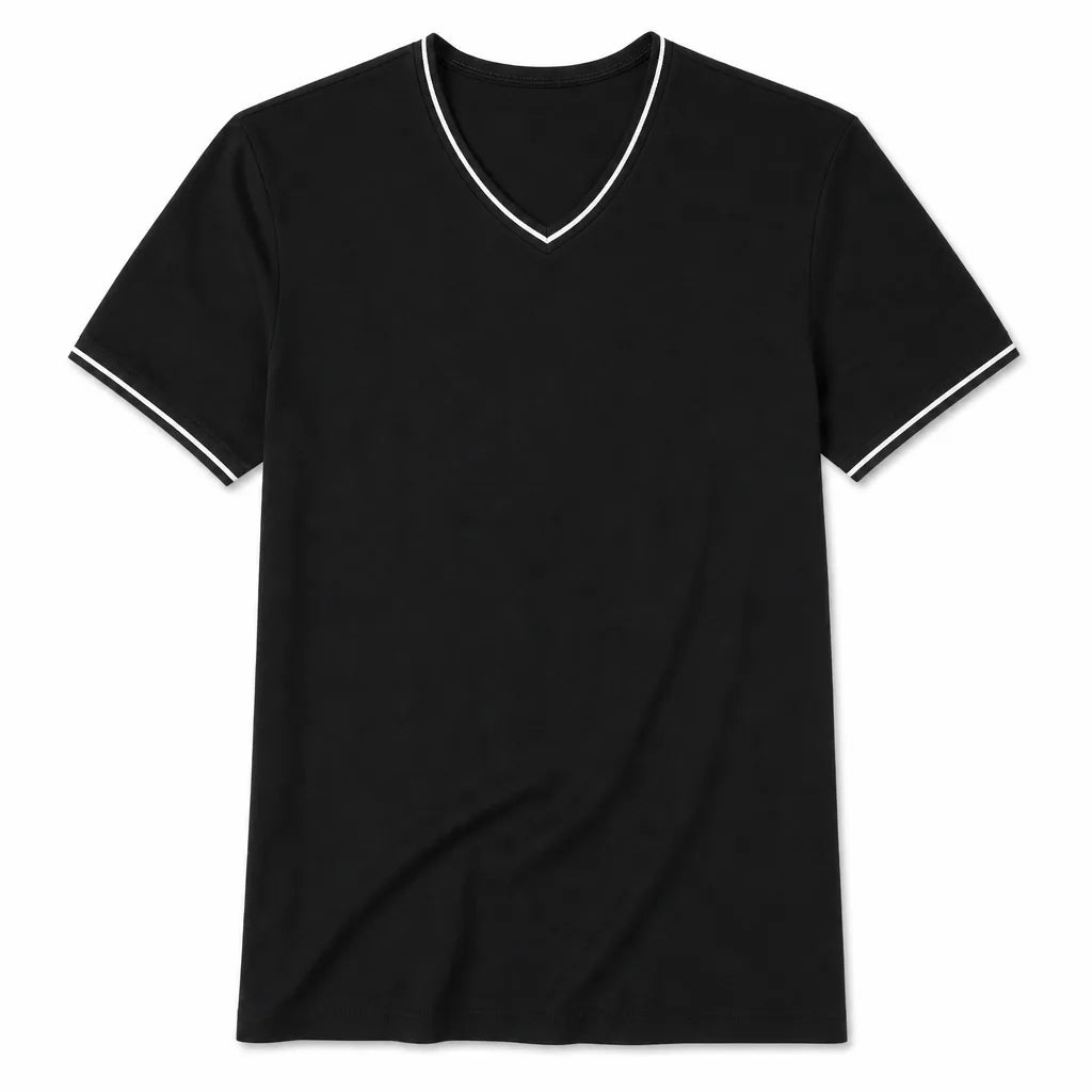 Micheal V Neck Tee - Color:Black;Size:S