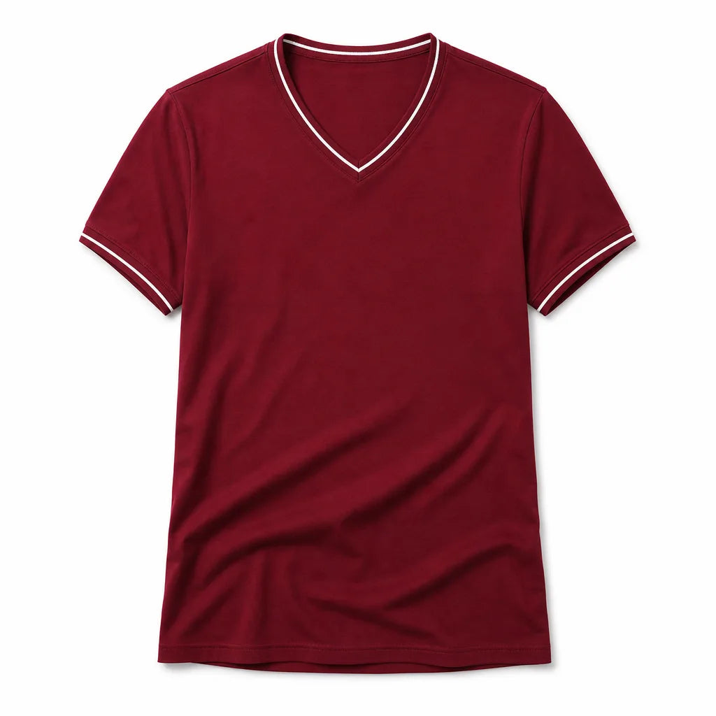 Micheal V Neck Tee - Color:Burgundy;Size:S