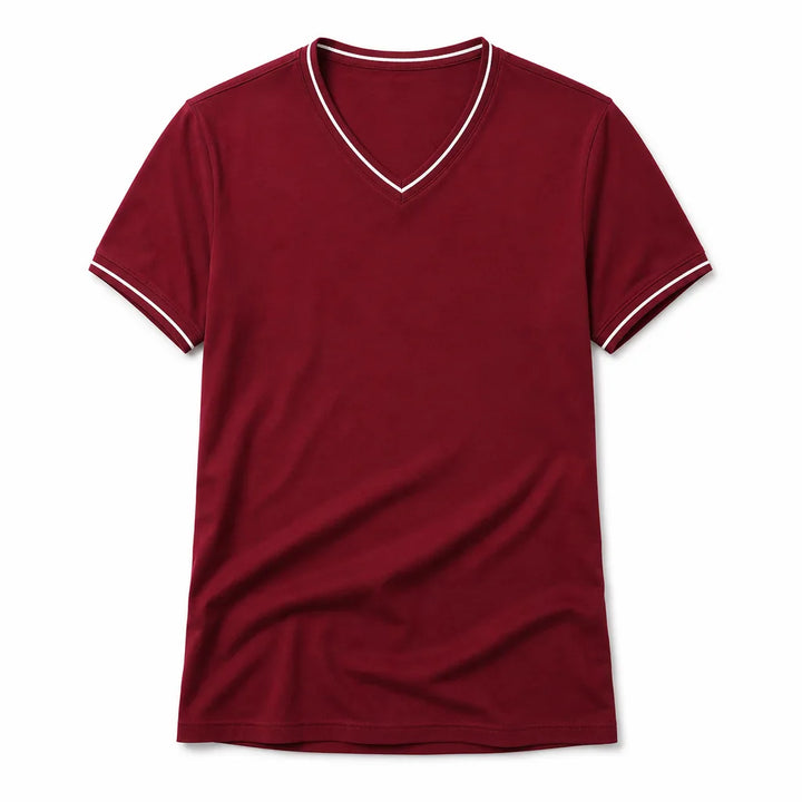 Micheal V Neck Tee - Color:Burgundy;Size:S