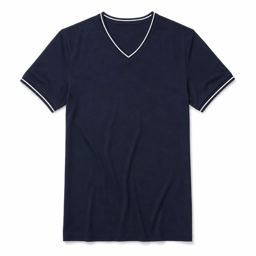 Micheal V Neck Tee - Color:Navy;Size:S