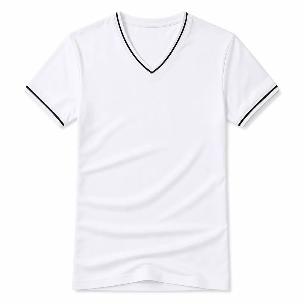Micheal V Neck Tee - Color:White;Size:S