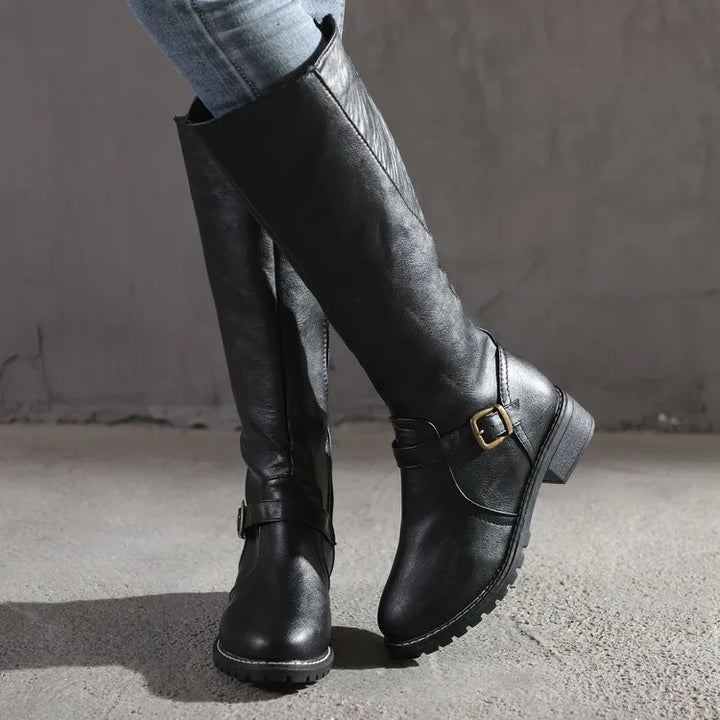 Mikayla | Women's Orthopedic Buckle Riding Boots  - Color:Black;Size:35