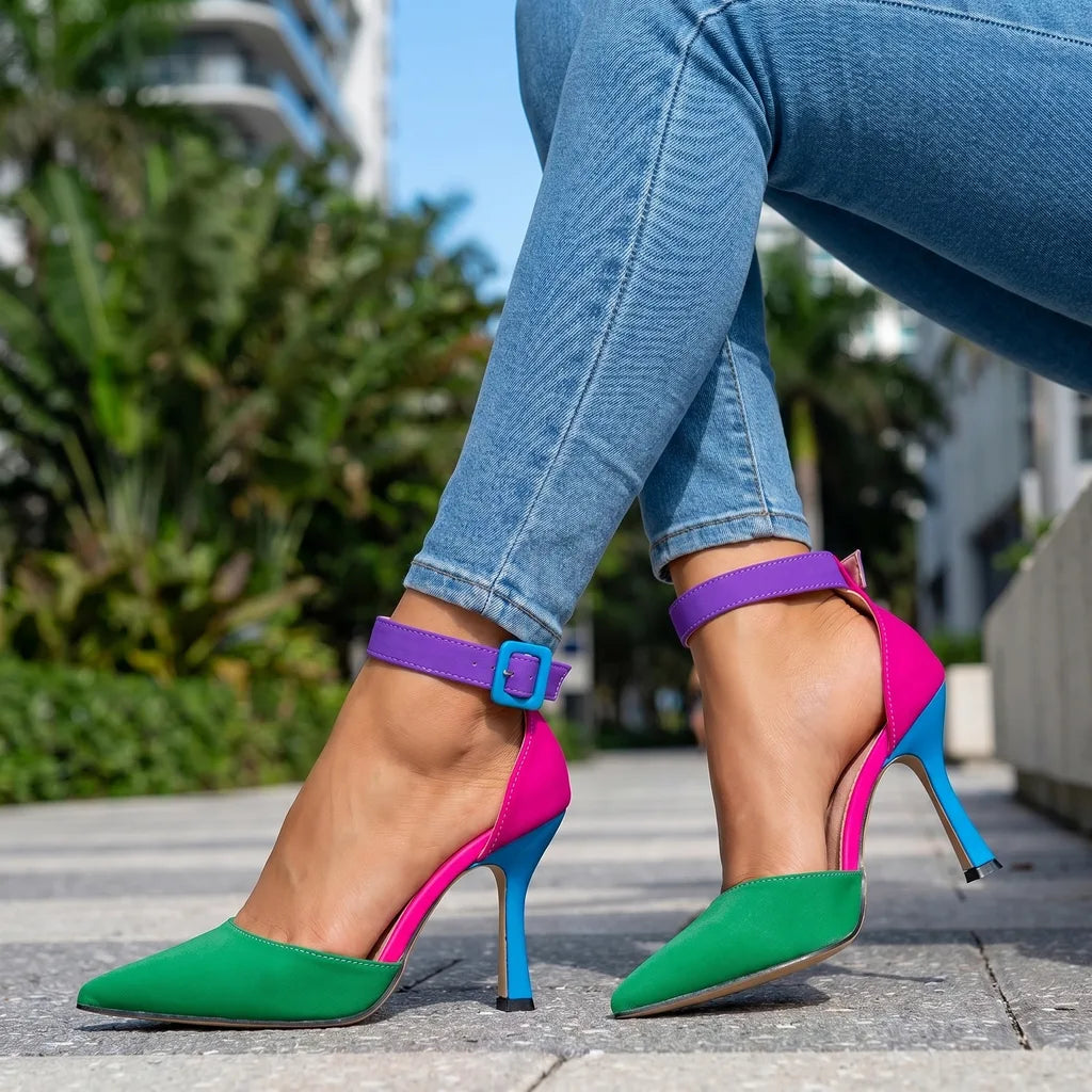 Women's Green Fitzgerald Pointed Stiletto Sandals