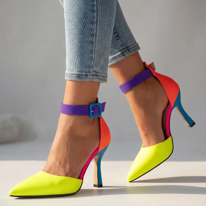 Mila Colorblock Stiletto Heels - Color:Yellow;Size:35